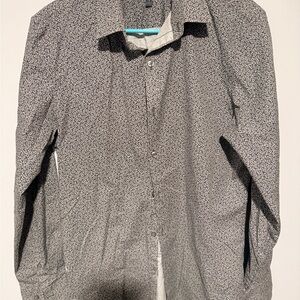 Marc Anthony Black and White Patterned Casual Shirt